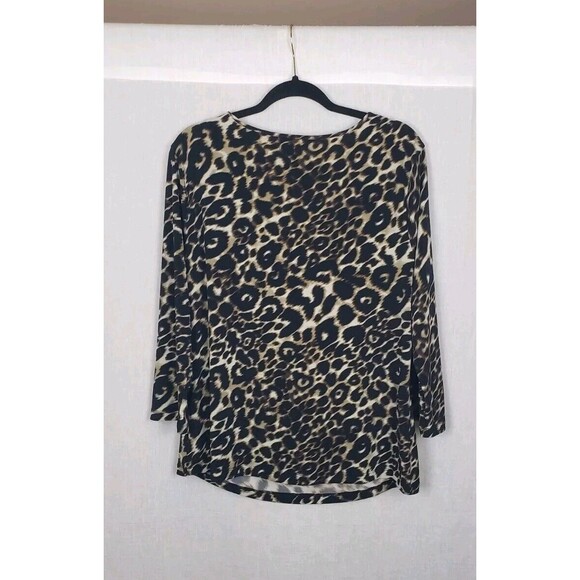 Calvin Klein Blouse Top XL Cowl Neck Cheetah Animal Print Mob Wife Safari Tribal - Picture 2 of 5